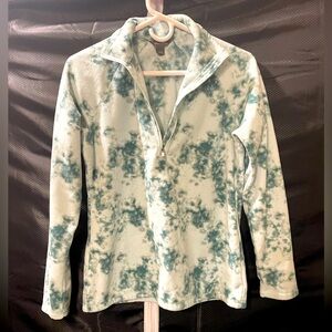 Eddie Bauer fleece sweatshirt size Small green pullover zipper top front EUC